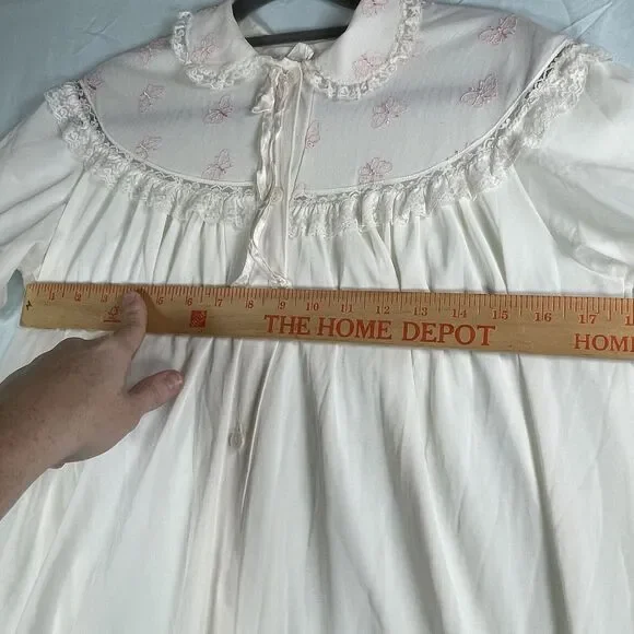 VTG Miss Siren SIZE MEDIUM Womens Tricot Butterfly Embroidered Cottage Nightgown - Picture 4 of 6